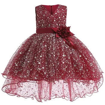 Новое платье с пайетками для маленьких девочек, Летнее сетчатое модное рождественское платье принцессы, подарок на день рождения, детская одежда на 1, 2, 3, 4, 5 лет 2023 г. - Изображение 1  