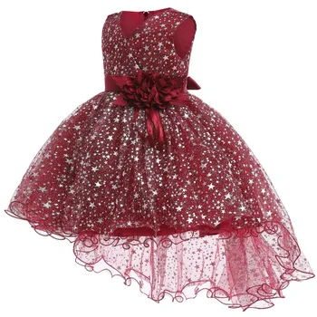 Новое платье с пайетками для маленьких девочек, Летнее сетчатое модное рождественское платье принцессы, подарок на день рождения, детская одежда на 1, 2, 3, 4, 5 лет 2023 г. - Изображение 2  