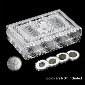 60шт 41 мм Капсулы Для Монет Круглый Пластиковый Держатель Для Монет Коробка Кейс Контейнер С Органайзером Для Хранения Принадлежностей Для Коллекции Монет - Изображение 1  