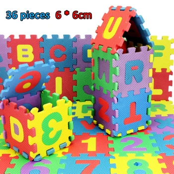 36 шт. / компл. Детский Мини-Пенопластовый Алфавит С буквами и цифрами, Мягкий Детский коврик, 3D-головоломка безопасности, Обучающие Развивающие Игрушки для детей - Изображение 1  