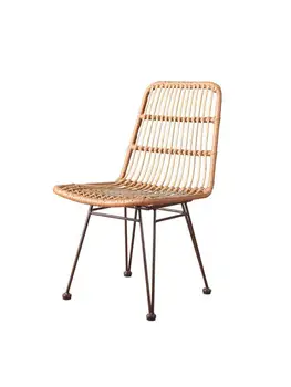 Обеденный стул из ротанга Ручной работы, похожий на ротанг, Железный Стул для отдыха на балконе, Американский Домашний Простой ротанговый стул Ins для дома - Изображение 1  