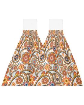 Цветочные полотенца с узором Пейсли в стиле ретро из микрофибры для рук, Впитывающие Полотенца, Носовой платок, полотенце для чистки кухонной посуды - Изображение 2  