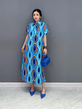 SuperAen 2023, Летнее новое Корейское модное платье-рубашка с отворотом и воротником, Женское длинное платье с коротким рукавом - Изображение 1  