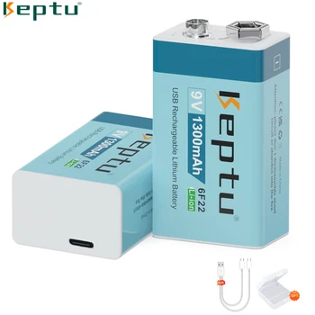 Аккумуляторная батарея KEPTU 1300mAh 9V Type-C с зарядкой USB 6F22 для мультиметра металлоискателя - Изображение 2  
