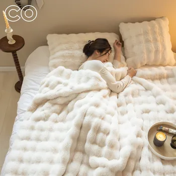Высококачественное пушистое плюшевое одеяло из мягкого меха, теплые зимние одеяла для кровати, прочный чехол для дивана, роскошные пледы, домашний декор для дивана в спальне - Изображение 1  