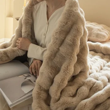 Высококачественное пушистое плюшевое одеяло из мягкого меха, теплые зимние одеяла для кровати, прочный чехол для дивана, роскошные пледы, домашний декор для дивана в спальне - Изображение 2  