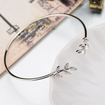 YADA Gifts, Дизайнерские браслеты с простыми листьями, браслеты для женщин, браслеты из нержавеющей стали, ювелирные изделия из хрусталя, браслет BT200211 - Изображение 2  