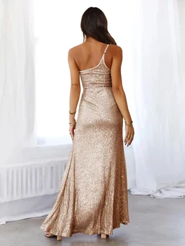 2023 Повседневное длинное платье с бисером, женское платье с блестками, сексуальное платье для ночного клуба, свадебное вечернее платье - Изображение 2  