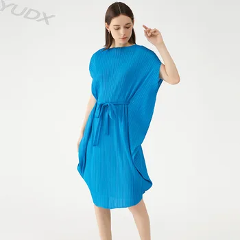 YUDX Высококачественное плиссированное женское платье Miyake, новинка лета 2023, модный дизайн, Корейская ниша, нерегулярный галстук, юбка с рукавами 