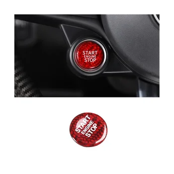 Накладка кнопки запуска и остановки двигателя из сухого углеродного волокна для Alfa Romeo Giulia Stelvio 2017-2020, аксессуары, красный - Изображение 2  