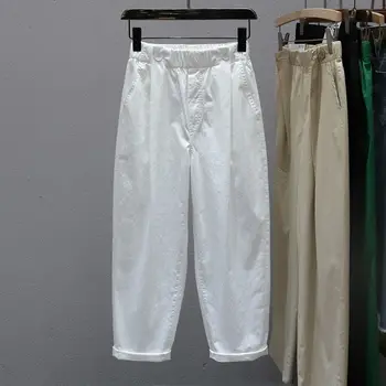 Летние повседневные брюки Женские 2023 Тонкие брюки Harun с эластичной талией 7-дюймовые брюки - Изображение 1  