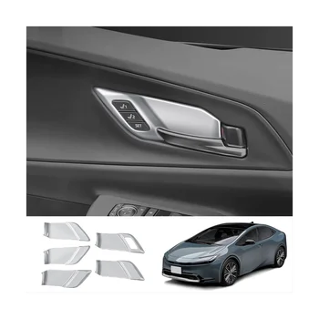 Серебристая внутренняя дверная ручка автомобиля для Prius 60 серии 2020-2023 Наклейка на рамку ручки дверной чаши - Изображение 2  