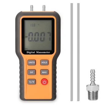 Цифровой манометр Дифференциальные манометры воздуха Тестер Инструмент для измерения температуры в помещении Устройство для измерения давления - Изображение 1  