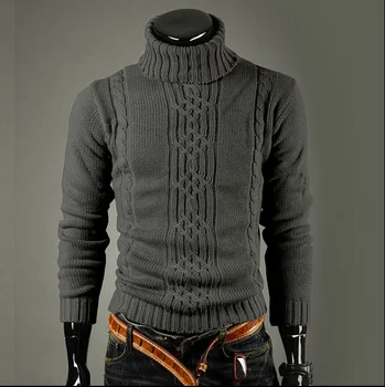 Мужской пуловер с высоким воротником, жаккардовый свитер, мужской свитер - Изображение 1  