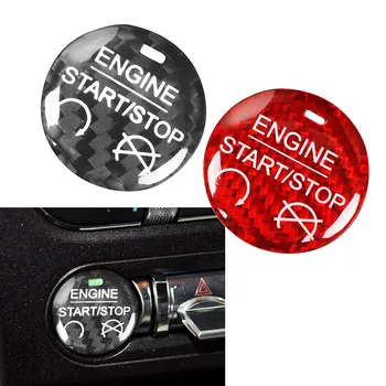 Черный/Красный Углепластиковый Автомобильный Двигатель Кнопка Запуска И Остановки Крышки Накладка Наклейка Для Ford Mustang 2015 2016 2017 2018 2019 2020 2021 2022 - Изображение 1  