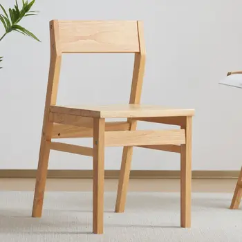 Одиночные деревянные обеденные стулья Скандинавский дизайнер Японский стол Обеденные стулья со спинкой Ресторан Eetstoelen Кухонная мебель A2 - Изображение 1  