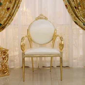 Металлический золотой стул в европейском стиле, обеденный стул со спинкой, стул для отдыха, бытовой стул - Изображение 1  