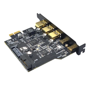 Тип C USB 3.2 Gen1 PCIE Card Концентратор USB 3.0 PCI Express Плата PCI-E PCI E USB 3 Адаптер Множитель USB3 3.1 Контроллер Riser Card - Изображение 2  