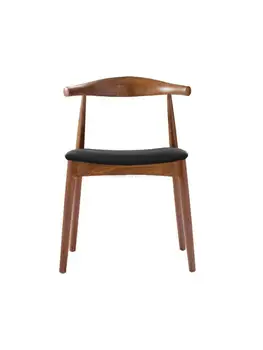 Кожаный стул из цельного дерева, обеденный стул из цельного дерева, американский скандинавский простой стол для дома, кафе, ресторана, отеля - Изображение 1  