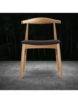 Кожаный стул из цельного дерева, обеденный стул из цельного дерева, американский скандинавский простой стол для дома, кафе, ресторана, отеля - Изображение 2  