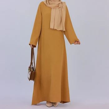Модное мусульманское длинное платье Дубай Абая для женщин 2023, длинный рукав, Мягкая блестящая Абая, Дубай, Турция, мусульманский халат ислама - Изображение 1  