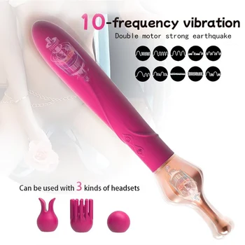 Благородный вибратор для женщин, Дразнящий клитор, Соски, секс-машина, Стимулятор точки G, Вагина для взрослых, секс-игрушки, Вибрационный фаллоимитатор с тремя колпачками - Изображение 2  