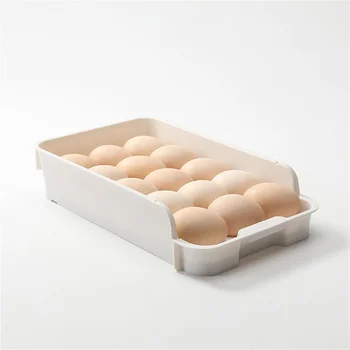 Pp Компактный органайзер для яиц, Удобные Бытовые инструменты для хранения, Остаются свежими, Ящик для хранения, Органайзер для холодильника, Белый Прочный - Изображение 2  