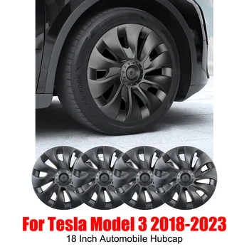 18-дюймовые колпаки для автомобильных ступиц, крышки колесных шин, Декоративные брызговики, автомобильные Аксессуары для Tesla Model 3 Model3 2018-2023 - Изображение 1  