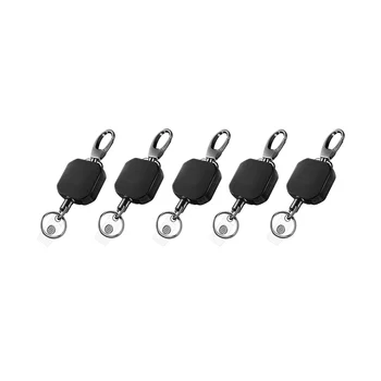 5 шт., Сверхпрочные металлические Выдвижные держатели для бейджей, карабин, катушки для бейджей, кольцо для ключей, держатель для удостоверения личности, черный - Изображение 1  