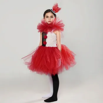 Детское платье для девочек на Хэллоуин, Сетчатое платье-пачка с носками, Перчатками, шляпой, 4 шт., детская обувь для выступлений, Сарафаны для маленьких девочек - Изображение 1  