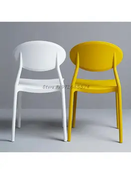 Пластиковый стул в скандинавском стиле Со Штабелируемой спинкой Простой Обеденный стул для студенческого досуга Офисные Принадлежности Чистый Красный Дизайнерский стул - Изображение 2  