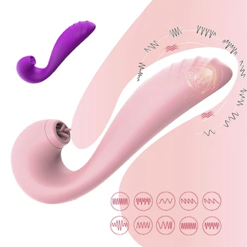 Фаллоимитатор для лизания языком 3 в 1, вибратор для женщин, стимулятор точки G, клитора, женская мастурбация, эротические секс-игрушки для секс-шопа для взрослых - Изображение 1  
