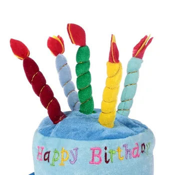 Шапочка для торта с Днем рождения, милая плюшевая шапочка для вечеринки, мягкая шапочка для дня рождения для стильных подарков на вечеринку, принадлежности для сувениров - Изображение 1  
