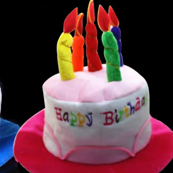 Шапочка для торта с Днем рождения, милая плюшевая шапочка для вечеринки, мягкая шапочка для дня рождения для стильных подарков на вечеринку, принадлежности для сувениров - Изображение 2  