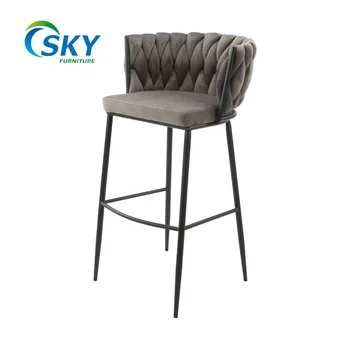 SKY Новый тип барных стульев с черной ножкой, сплетенных из бархата, для помещений и улицы - Изображение 1  