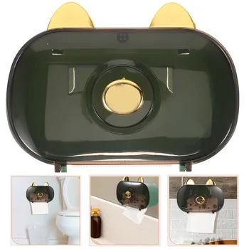 Настенный держатель коробки для салфеток Ящик для хранения домашних салфеток Держатель для салфеток в ванной Кошачья коробка для салфеток - Изображение 1  