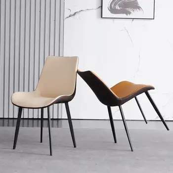 Простой стул со спинкой, удобный кожаный обеденный стул, бытовой утюг, искусство скандинавского минимализма, современный скандинавский ресторанный стул - Изображение 1  