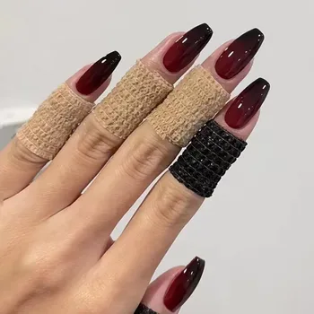 Глянцевые красные и черные накладные ногти с тонким полным покрытием, украшение для ногтей в виде балерины среднего размера для профессионального маникюрного салона - Изображение 2  