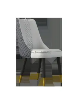 Обеденный стул Легкий, Роскошная домашняя спинка из массива дерева, Усовершенствованный дизайн из кожи В скандинавском стиле, современные итальянские вставки, Ресторанный стол и - Изображение 2  