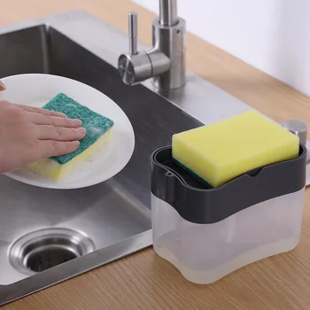 Автоматический дозатор мыла для посуды Бутылка для насоса для жидкого мыла Кухонный пресс-дозатор для губок с губкой Кухонные инструменты - Изображение 1  