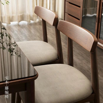 Скандинавские обеденные стулья из массива дерева, мебель для дома, повседневный стул со спинкой, Китайские Домашние обеденные стулья, Дизайнерское Офисное кресло для переговоров A - Изображение 1  