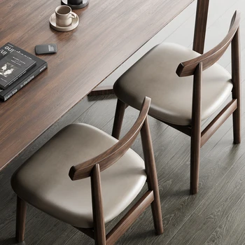 Скандинавские обеденные стулья из массива дерева, мебель для дома, повседневный стул со спинкой, Китайские Домашние обеденные стулья, Дизайнерское Офисное кресло для переговоров A - Изображение 2  