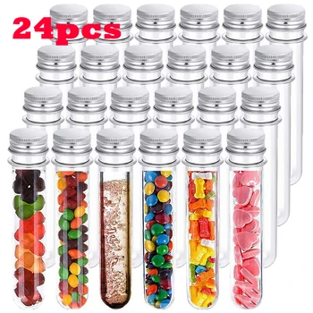 24 Шт Пластиковые пробирки объемом 40 мл, прозрачные контейнеры для хранения конфет с завинчивающимися крышками - Изображение 1  