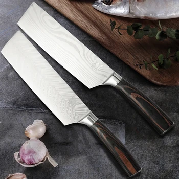 1 Шт. Кухонный нож Профессиональные Японские Ножи Накири Инструменты из нержавеющей стали 7 