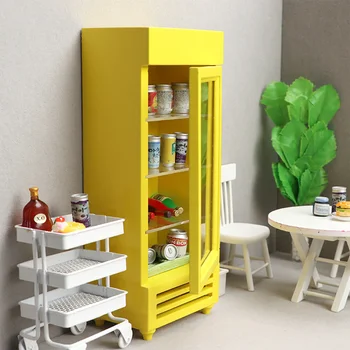 Мини-холодильник с морозильной камерой Mini Housesr Мини-Дом Деревянный Дом Миниатюрная Мебель для дома Холодильник Деревянная Игрушка для дома - Изображение 2  