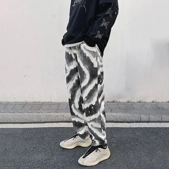 TFETTERS Летние мужские джинсы Tie Dye 2023 Новые прямые джинсы средней посадки Zebra Jeans в стиле хип-хоп Уличная мужская одежда - Изображение 1  