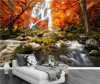 картина beibehang на заказ для гостиной, фотографии с изображением зеленого лесного ручья, фоновая фотография, настенная роспись в спальне, обои для стен 3d - Изображение 2  
