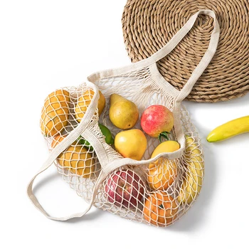 1 шт. сетчатая сумка для покупок, плетеная портативная многоразовая моющаяся сумка-тоут для покупок, органайзер для хранения фруктов и овощей - Изображение 1  