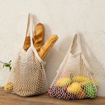 1 шт. сетчатая сумка для покупок, плетеная портативная многоразовая моющаяся сумка-тоут для покупок, органайзер для хранения фруктов и овощей - Изображение 2  