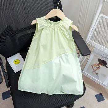 Модное хлопчатобумажное платье в стиле пэчворк для маленьких девочек без рукавов для малышей, Vestido, повседневная летняя одежда для малышей от 1 до 7 лет - Изображение 2  